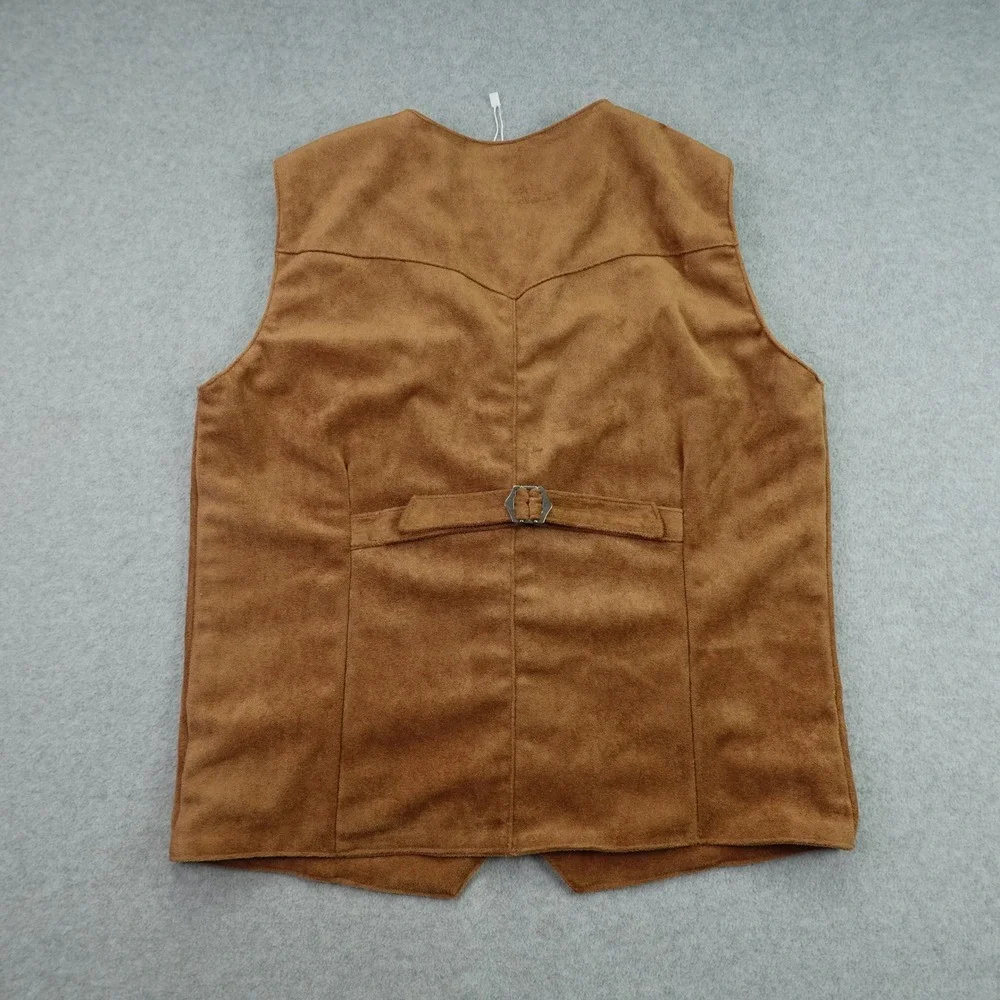 Spring & Gege Vest Boys XL Brown  Faux Suede Western Cowboy Snap Button